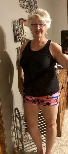 Customer photo review of Pink Palm 3 Piece Tank Bathing Suits with Shorts and Racerback Sports Bra Tankini Set