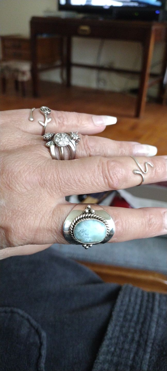 Customer photo review of Larimar Sterling Silver Boho Ring for Women