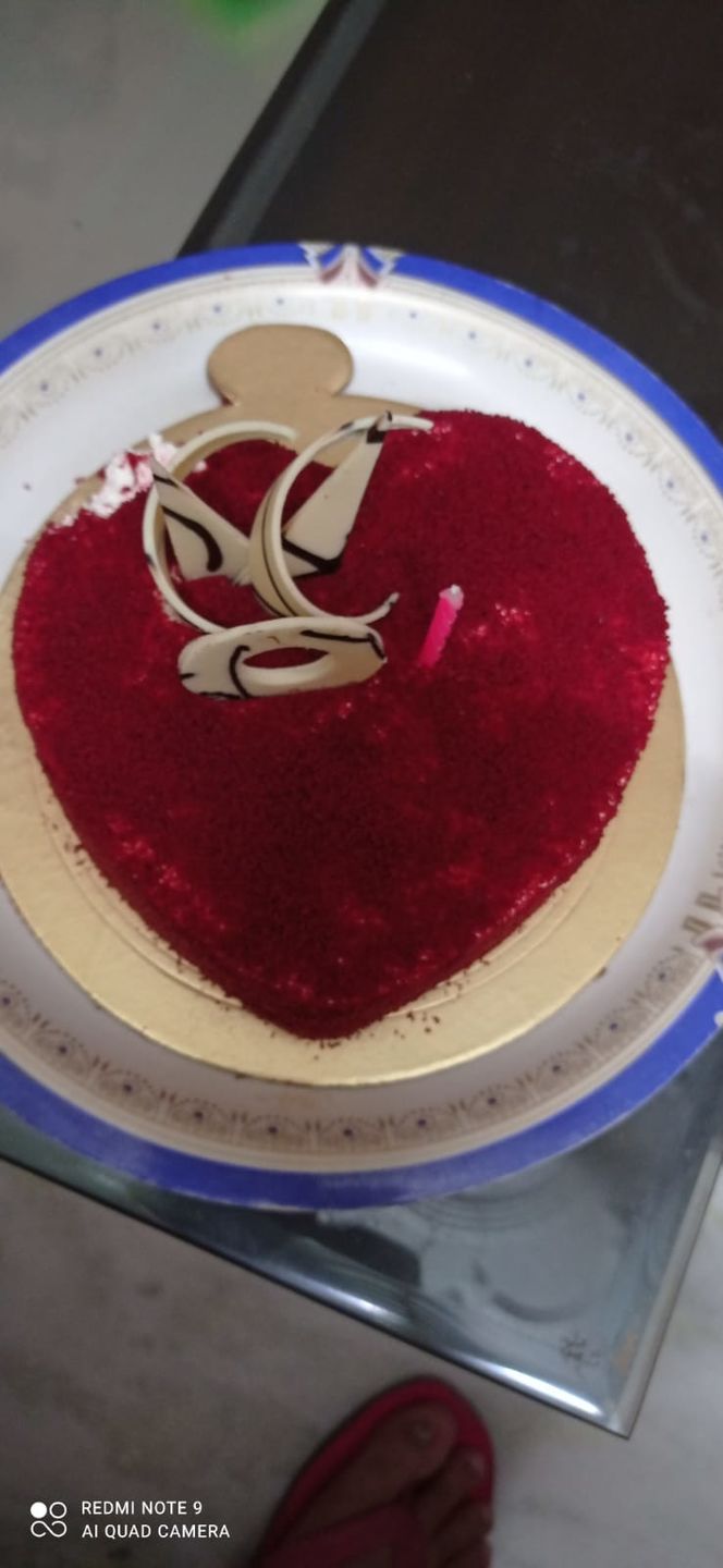 Customer photo review of Heart Shaped Red Velvet Cake