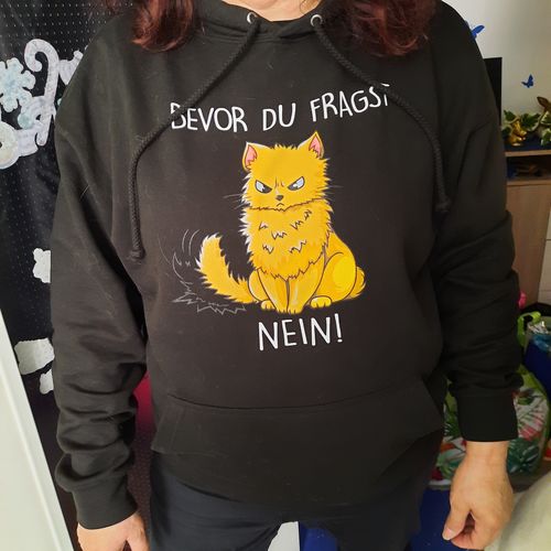 Customer photo review of Fragen Katze 2 - Hoodie Unisex
