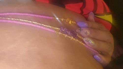 Customer photo review of Gold Amethyst Tie On Waist Beads