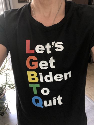 Customer photo review of Let's Get Biden To Quit Rainbow Women's Apparel