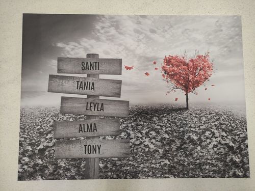 Customer photo review of Lienzo Árbol Corazón con Nombres Personalizados