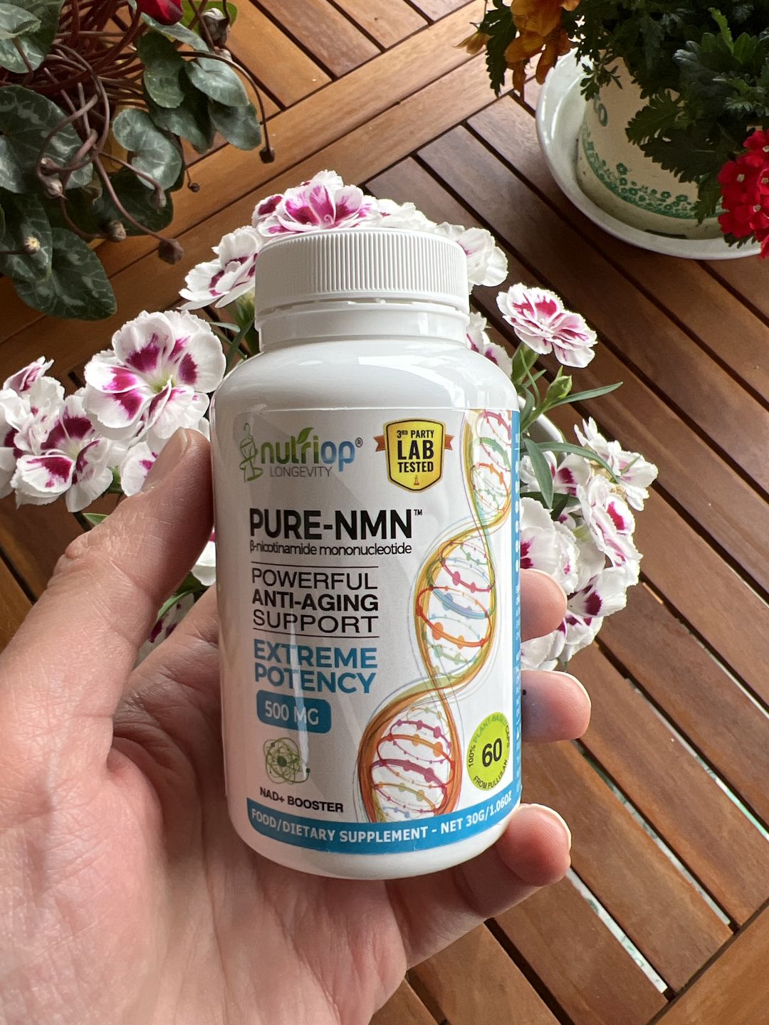 Customer photo review of Pure-NMN Nicotinamide Mononucleotide Extreme Potency 500mg Capsules (x60) - 30 Grams