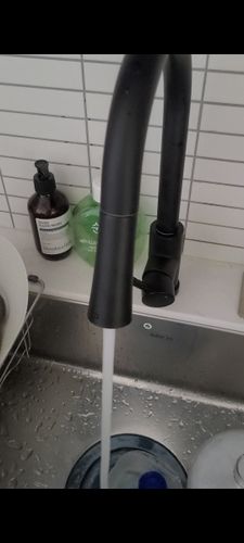 Customer photo review of DQOK Kitchen Faucet Pull Out  Brushed Nickle Sensor Stainless Steel Black Smart Induction Mixed Tap Touch Control Sink Tap