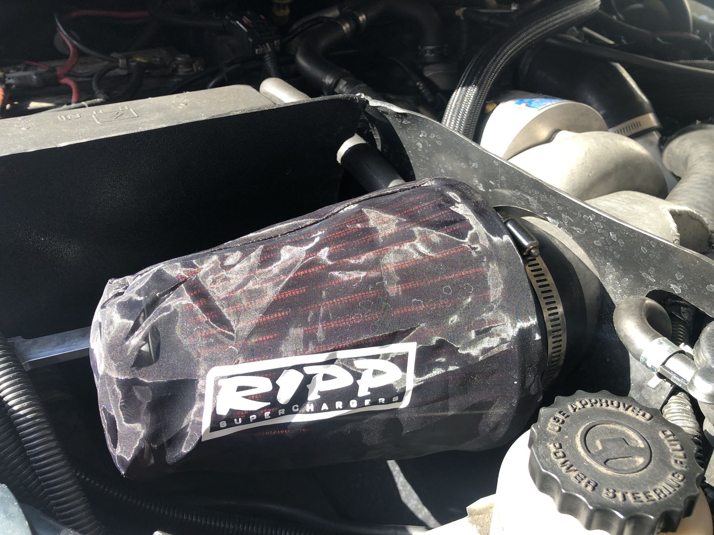 Customer photo review of Air Filter Sock for RIPP Supercharger Air Filters Water Proof