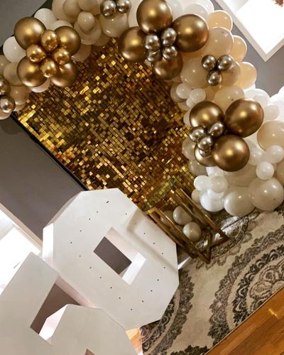 Customer photo review of Light Gold Shimmer Wall Panels – Easy Setup Wedding/Event/Theme Party Decorations