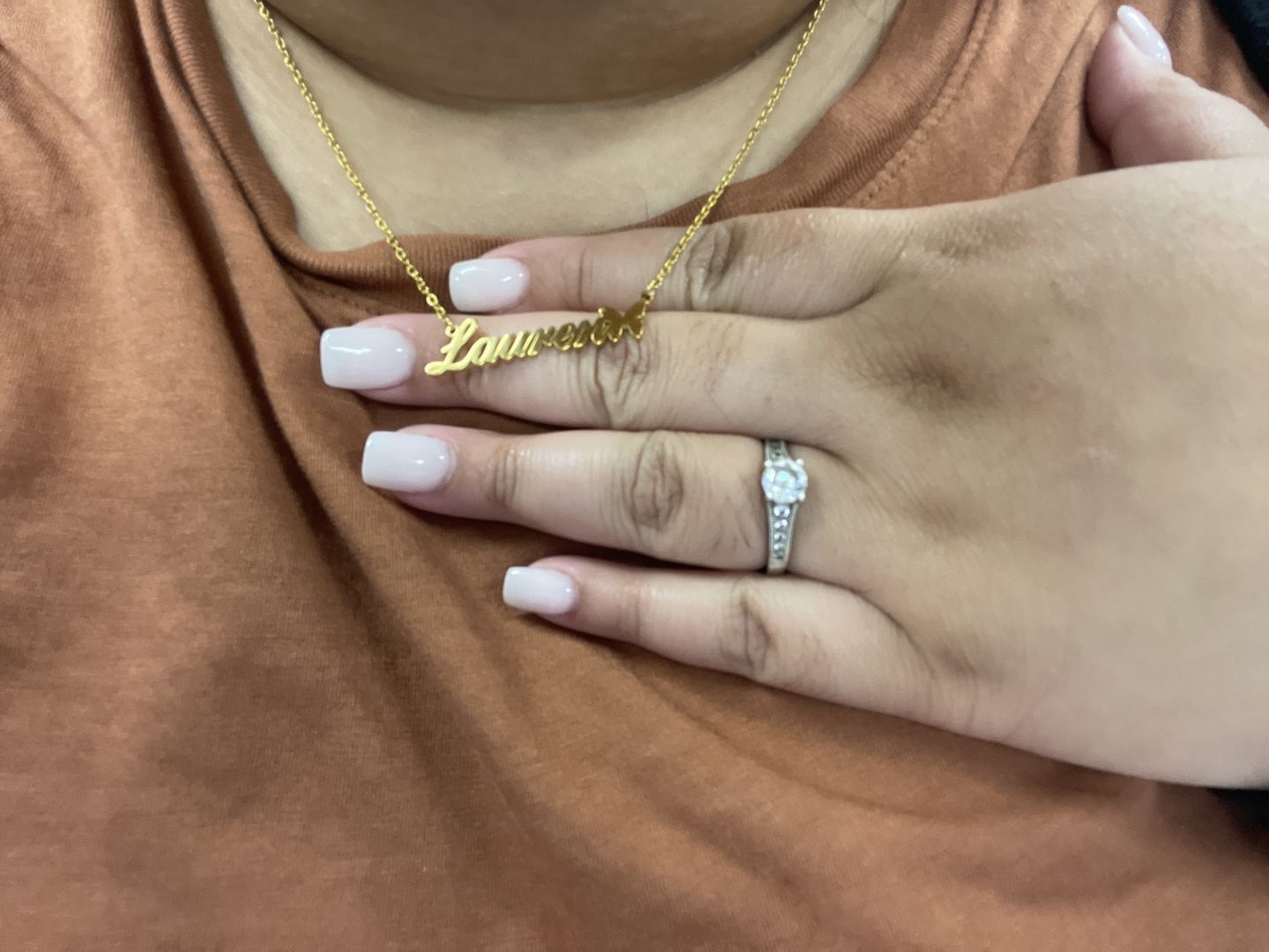 Customer photo review of Butterfly Name Necklace