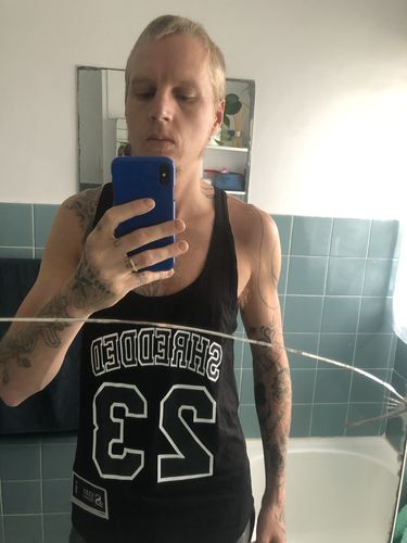Customer photo review of Transcendence  - Performance Muscle Tanktop - Black/ Red