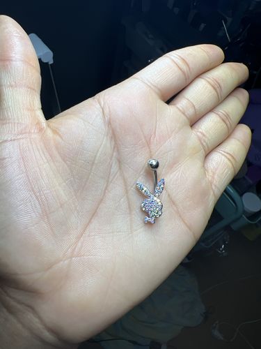 Customer photo review of Paved Playboy Bunny Belly Button Ring