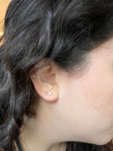 Customer photo review of 14k ball studs (3mm)