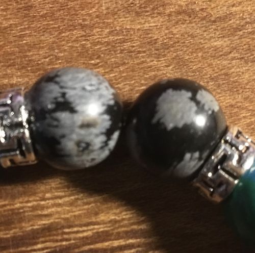 Customer photo review of 15.5" Natural Snowflake Obsidian 6mm/8mm round beads,black white Gemstone