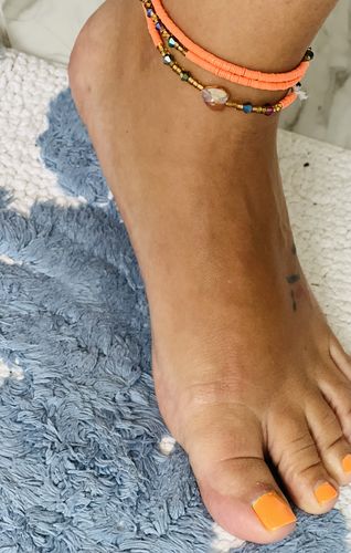 Customer photo review of Sun Kissed Flat Tie On Waist Beads