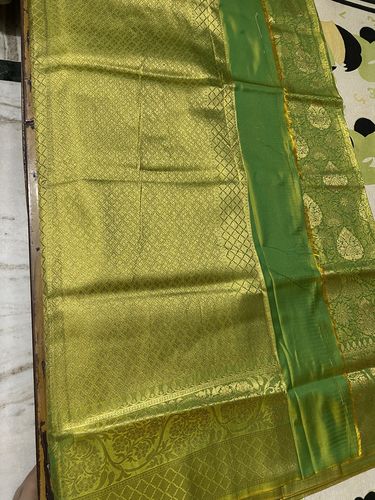 Customer photo review of Olive Green Woven Kanjivaram Silk Saree