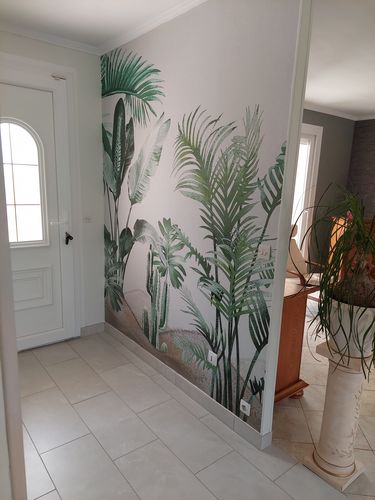 Customer photo review of Papier peint panoramique tendance tropicale oiseau du paradis