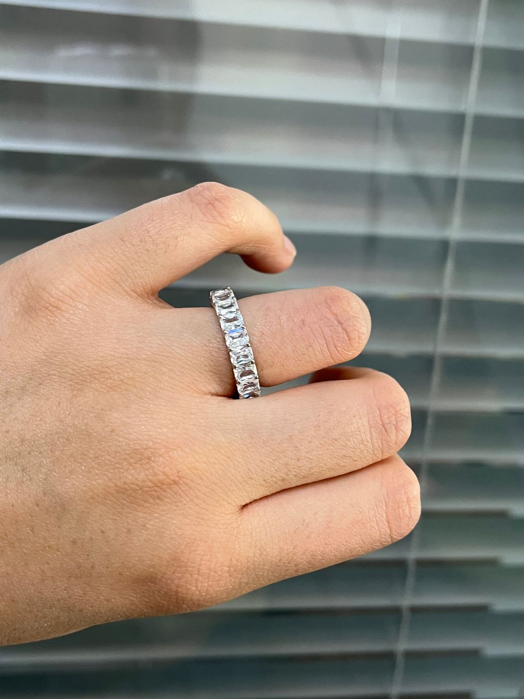 Customer photo review of Louily Elegant Radiant Cut Women's Wedding Band In Sterling Silver