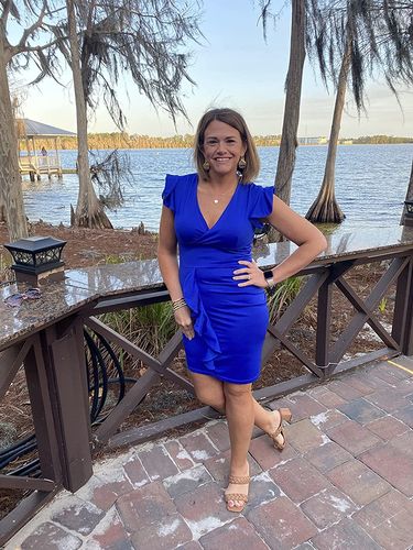 Customer photo review of Yara V-Neck Ruffle Hem Ruched Dress