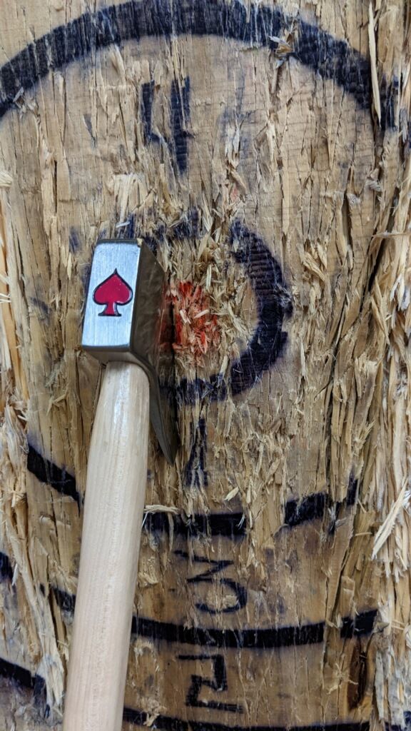 Customer photo review of Ace of Spades Throwing Axe (3rd Generation)