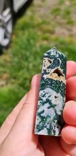 Customer photo review of Moss Agate Point Tower Crystal