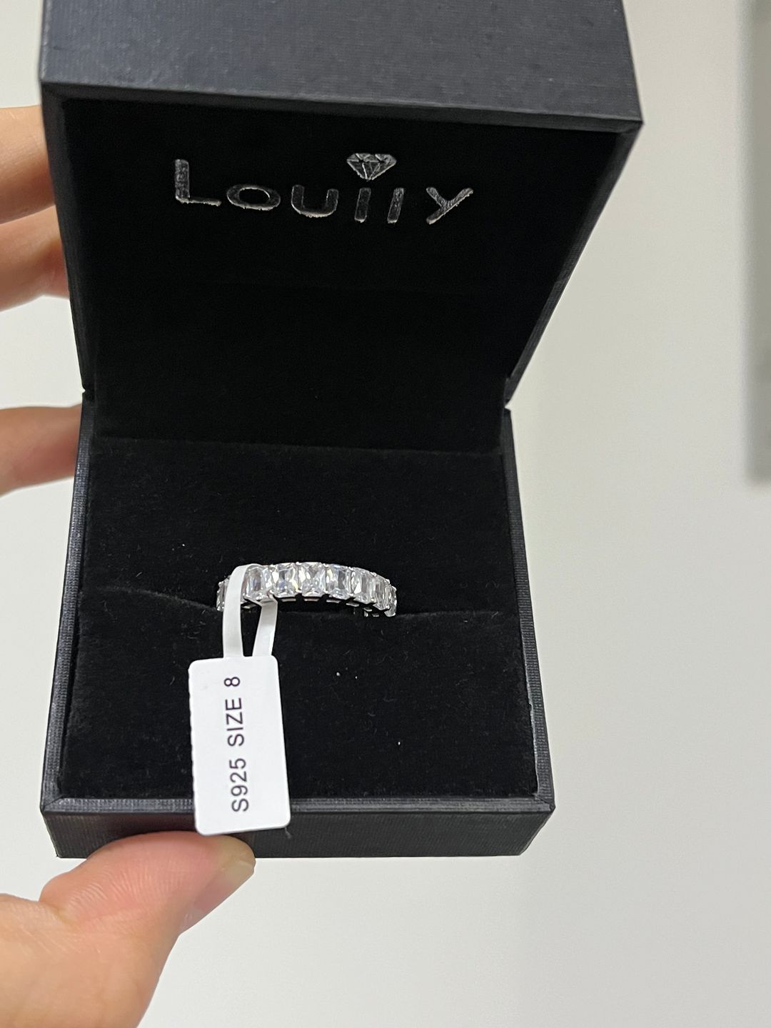 Customer photo review of Louily Elegant Radiant Cut Women's Wedding Band In Sterling Silver