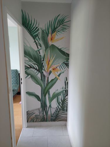Customer photo review of Papier peint panoramique tendance tropicale oiseau du paradis