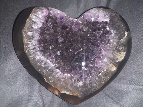Customer photo review of Amethyst Cluster Heart Geode