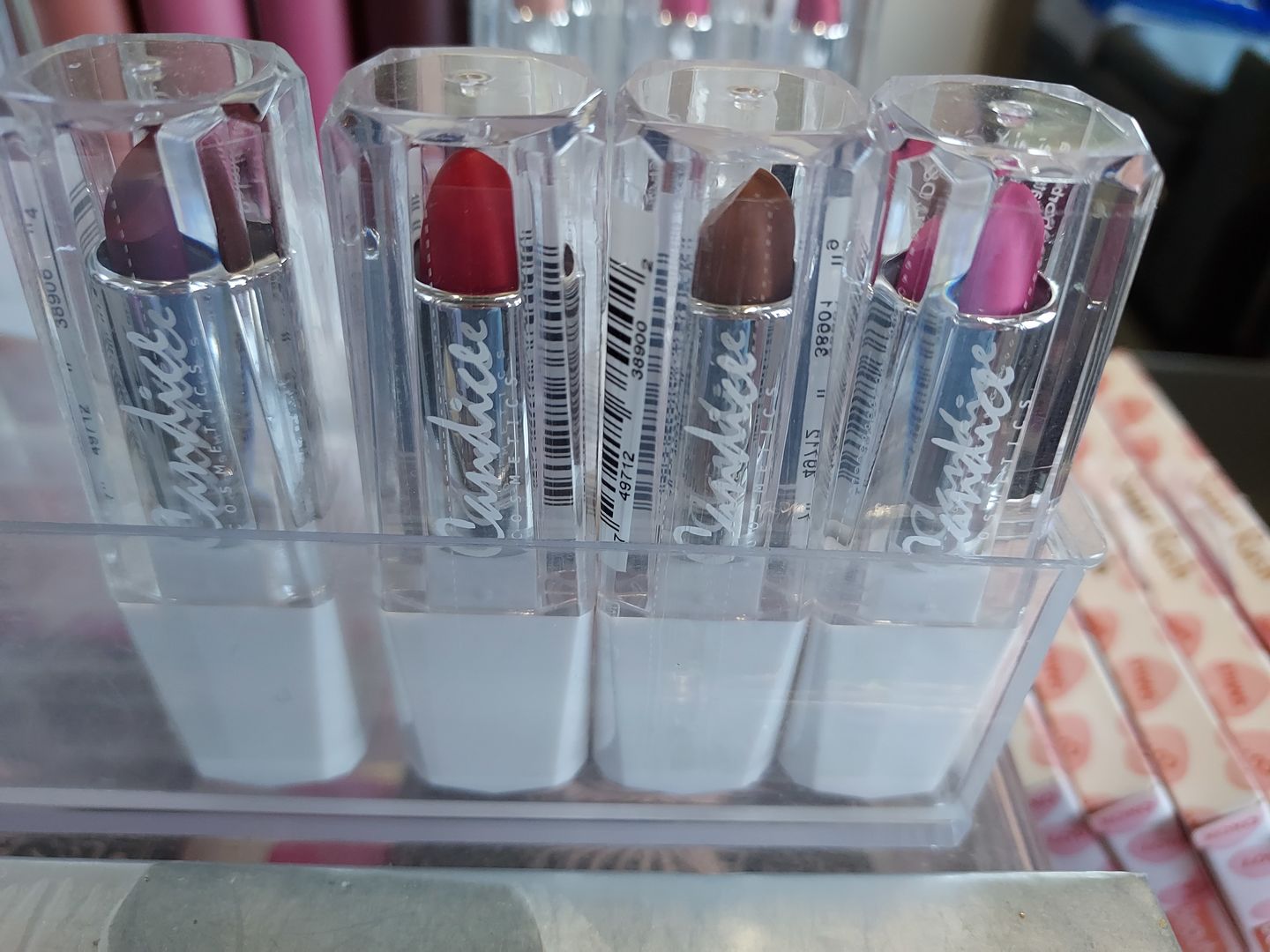 Customer photo review of Candice Matte Lipstick Waterproof Assorted - Wholesale Pack 12 Units (CAN-MLD1-2)