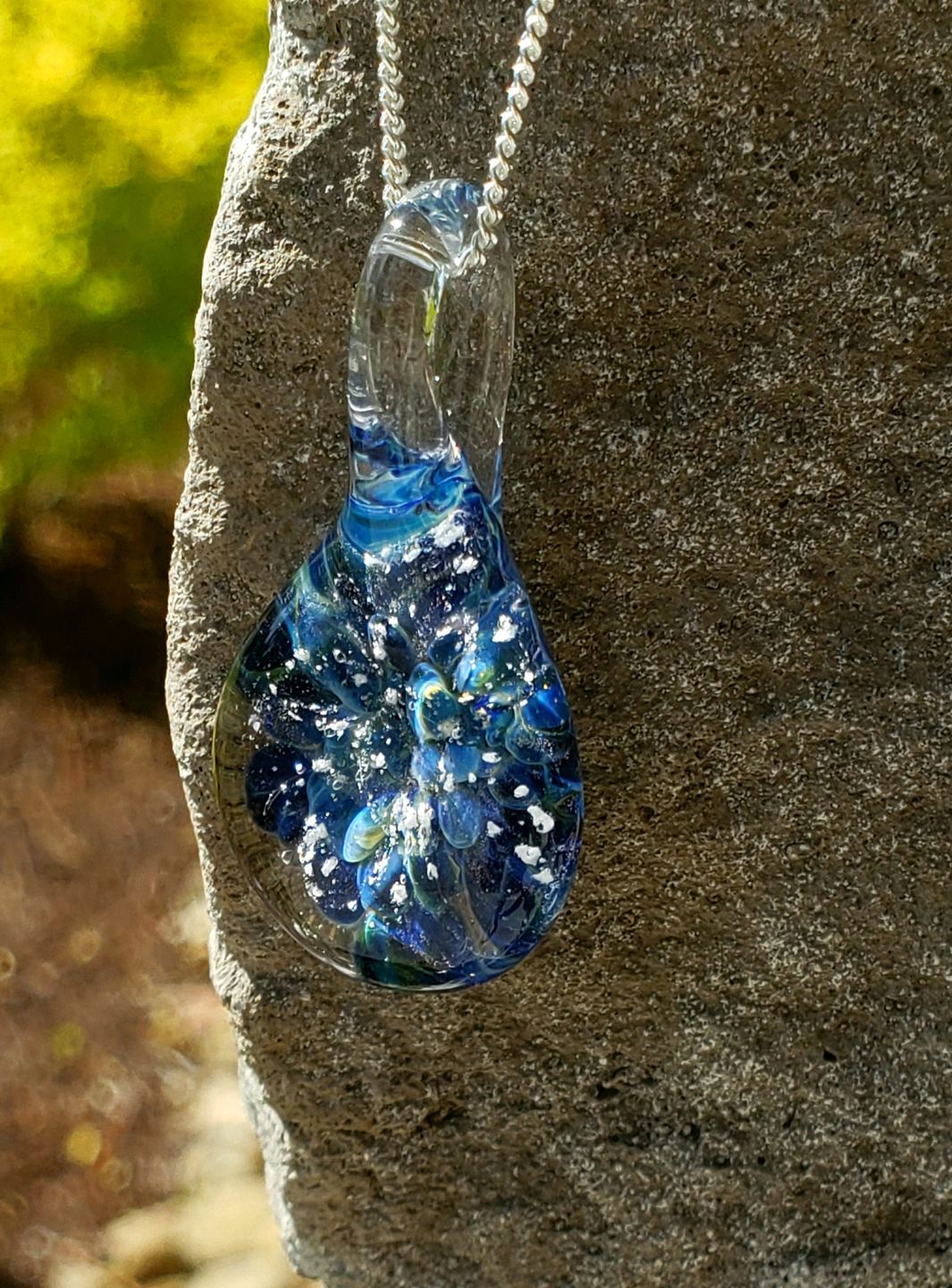Customer photo review of Blue Moon Cremation Pendant