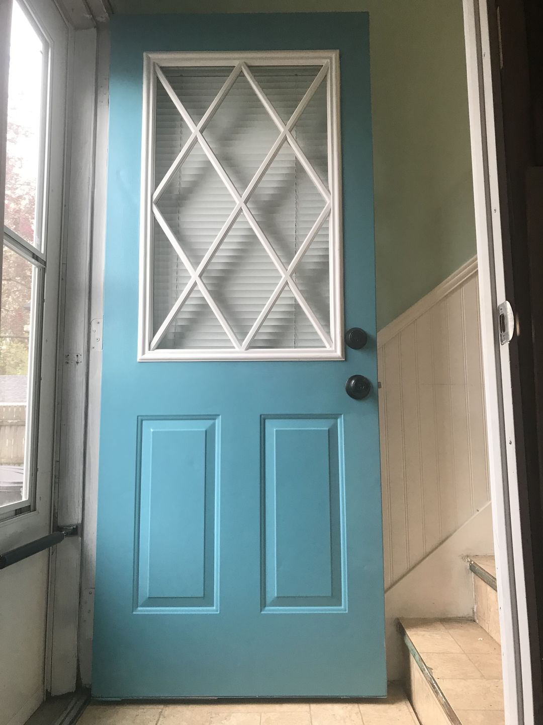 Customer photo review of Clear Diamond Grid Glass and Frame Kit (Half Lite 22" x 36" Glass Size)