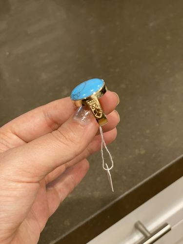 Customer photo review of Men's Vintage Ring Blue Turquoise in 10k Yellow Gold