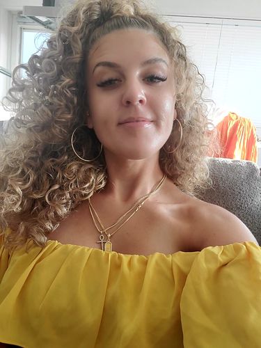Customer photo review of Curly Ash Blonde