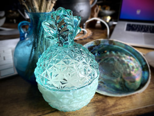 Customer photo review of LOST IN TROPICS SHARK TOOTH CANDLE - AQUA