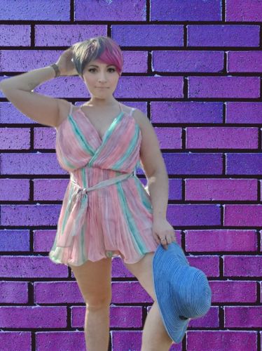 Customer photo review of WOMEN'S SLEEVELESS V-NECK WAIST TIE ROMPER