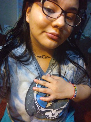Customer photo review of Y2K Tribal Kitten Stainless Steel Choker