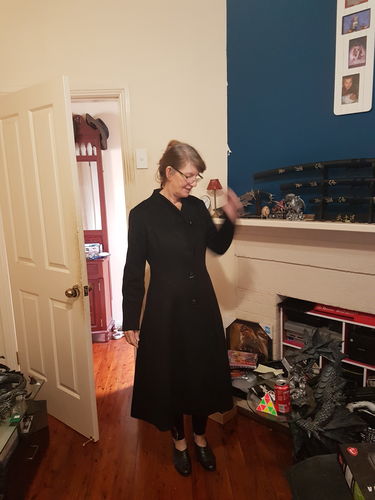 Customer photo review of black vintage wool coat womens winter warm jacket 1824#