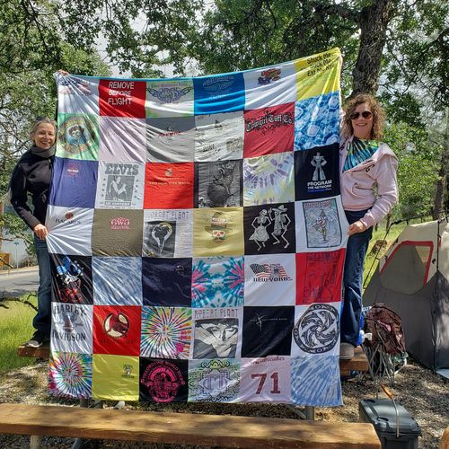 T-shirt quilt with motorcycles, programs themes by Deena from CA