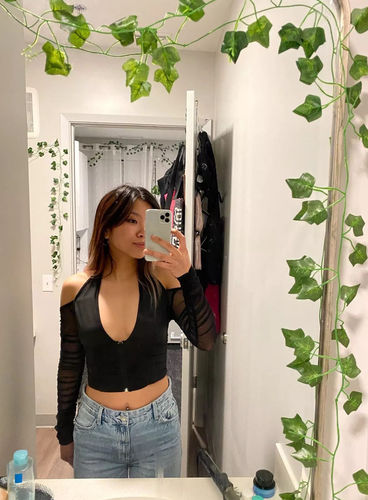 Customer photo review of Trouble Maker Gloved Long Sleeve Top