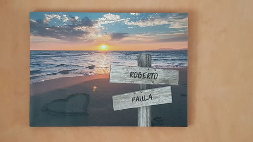Customer photo review of Lienzo personalizado Corazon en la Playa