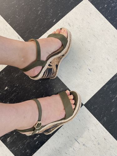 Customer photo review of Platform Wedge High Heel Ankle Strap Sandals April