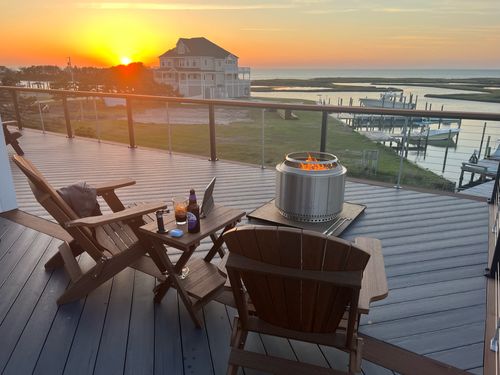 Customer photo review of DuraWeather Poly® King Size Folding Adirondack Chair - Exclusive Wood Grain Poly-resin