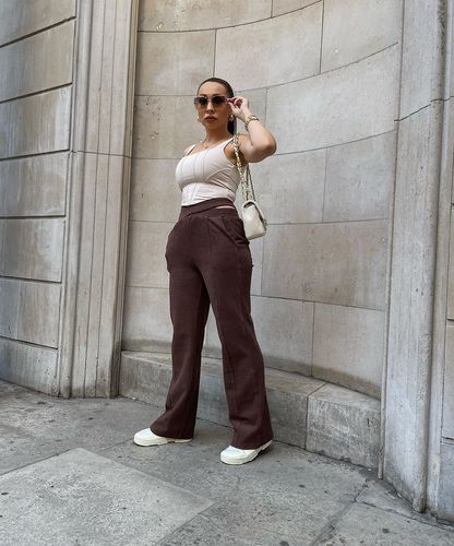 Customer photo review of Criss Cross Elastic Waistband Wide Leg Pants