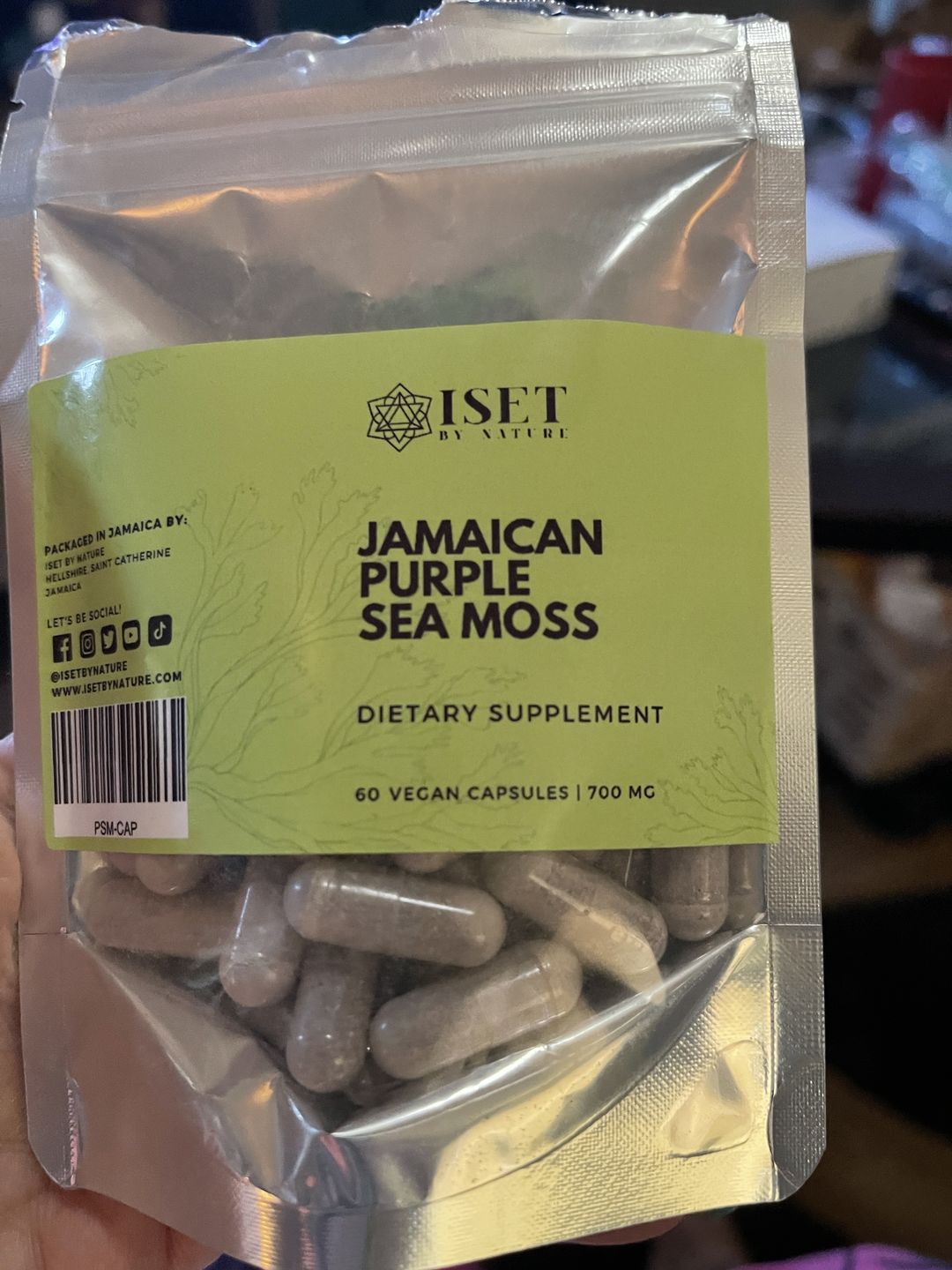 Customer photo review of Jamaican Purple Sea Moss Capsules | 700 mg | 100% Pure | No Fillers | 60 Vegan Capsules