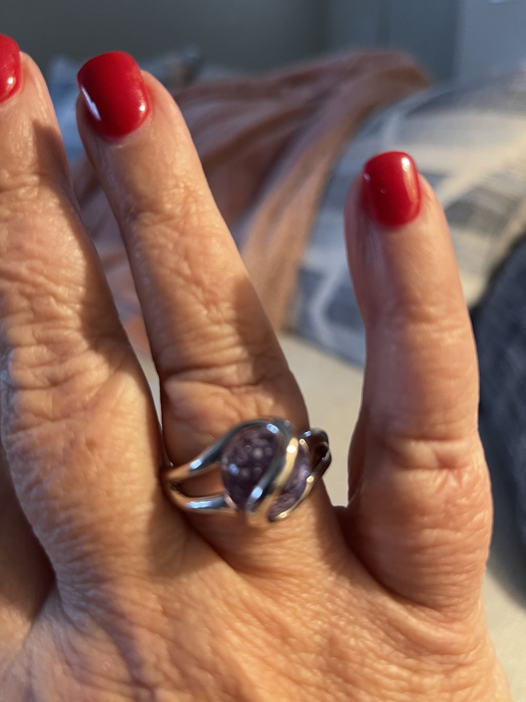 Customer photo review of Sterling Silver Ring with 12mm Infused Glass Marble