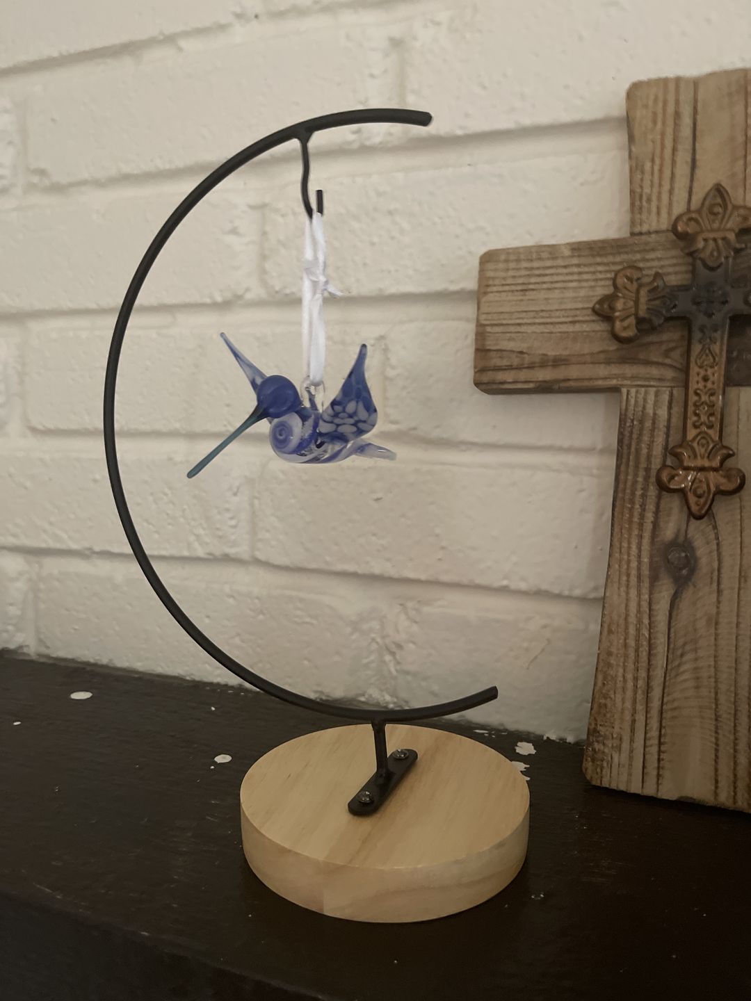 Customer photo review of Blue Glass Hummingbird with Infused Ash