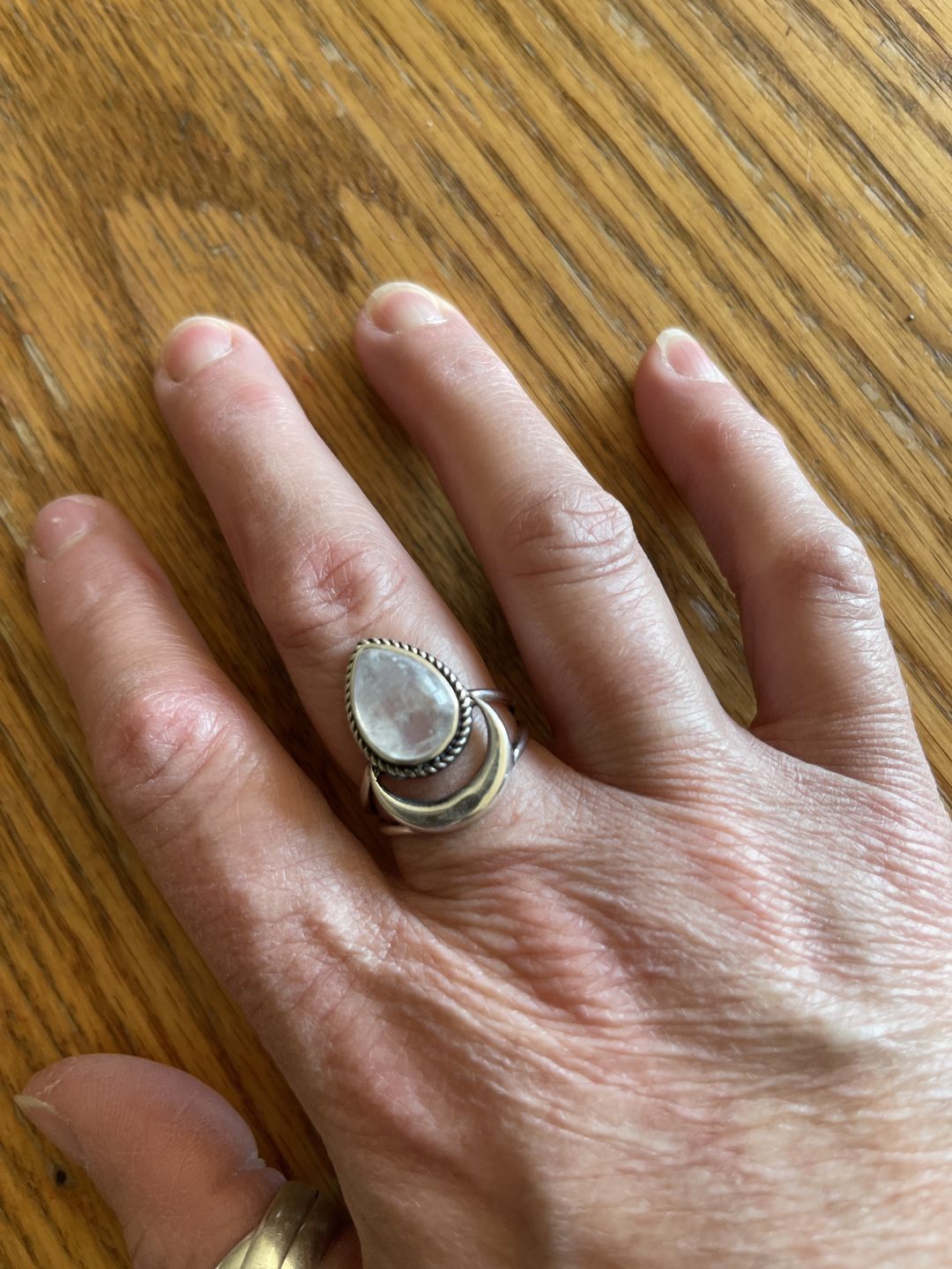 Customer photo review of Sterling Silver Crescent Moon Moonstone Ring