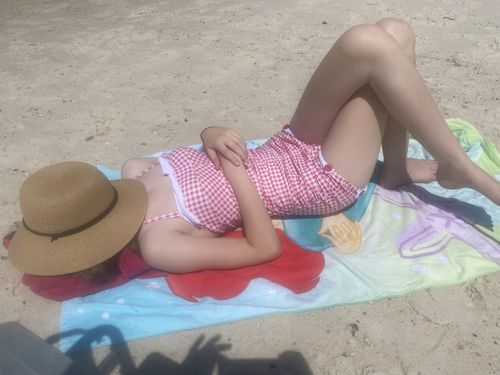 Customer photo review of Checked Halter Bowknot One-piece Swimsuit