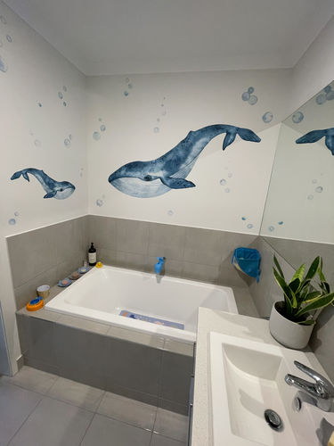 Customer photo review of Whales & Bubbles Decal Set