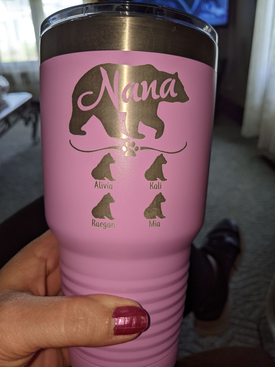 Customer photo review of NEW (CUSTOM) Grandparents Bear Engraved Tumblers