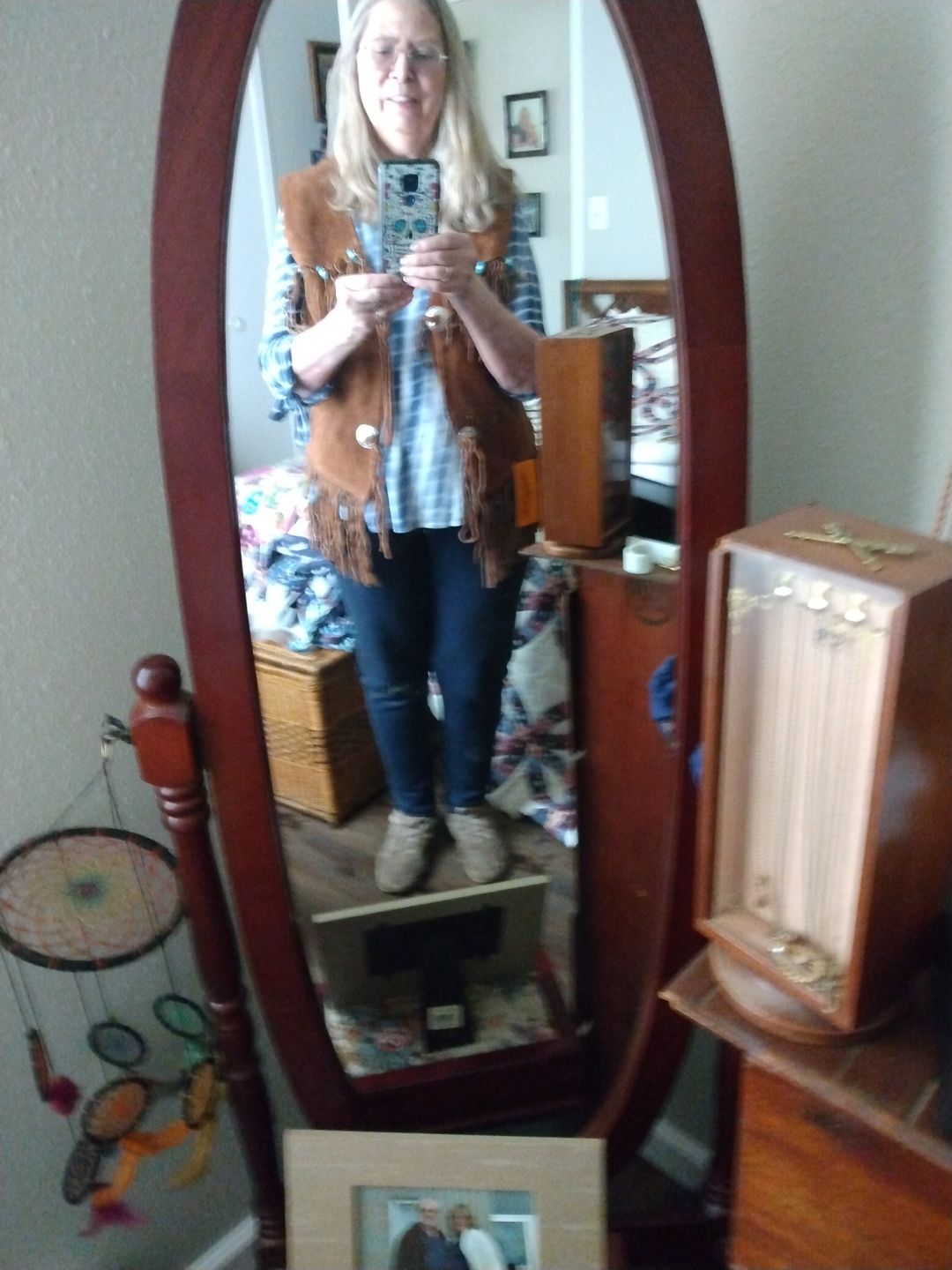 Customer photo review of Hippie Leather Fringe Vest