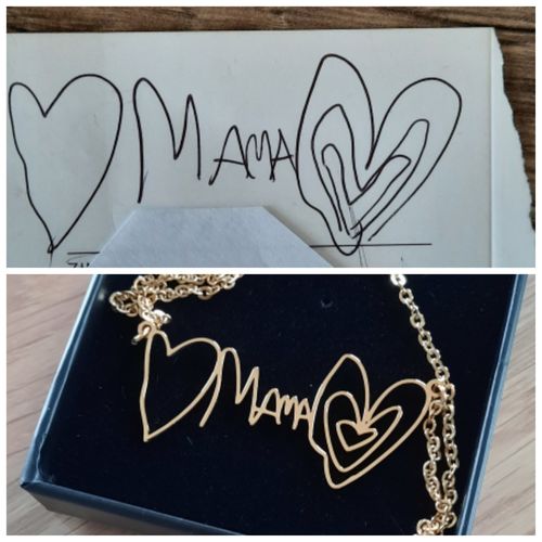 Customer photo review of LOANYA persönliche Kinderzeichnung als Halskette oder Anhänger